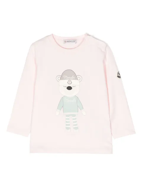 Moncler Enfant logo-patch cartoon-print T-shirt 
