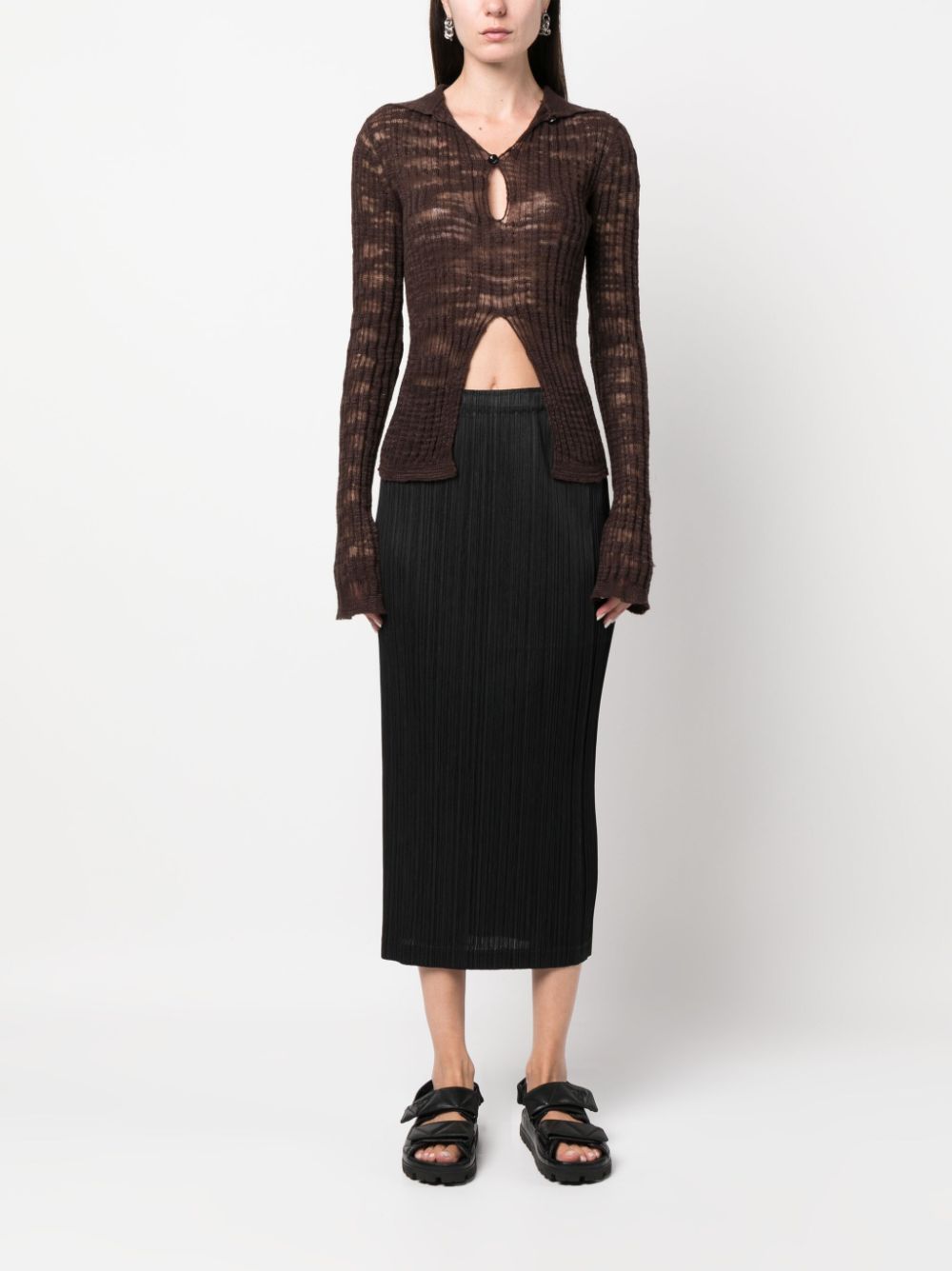 Pleats Please Issey Miyake High waist midi-rok - Zwart