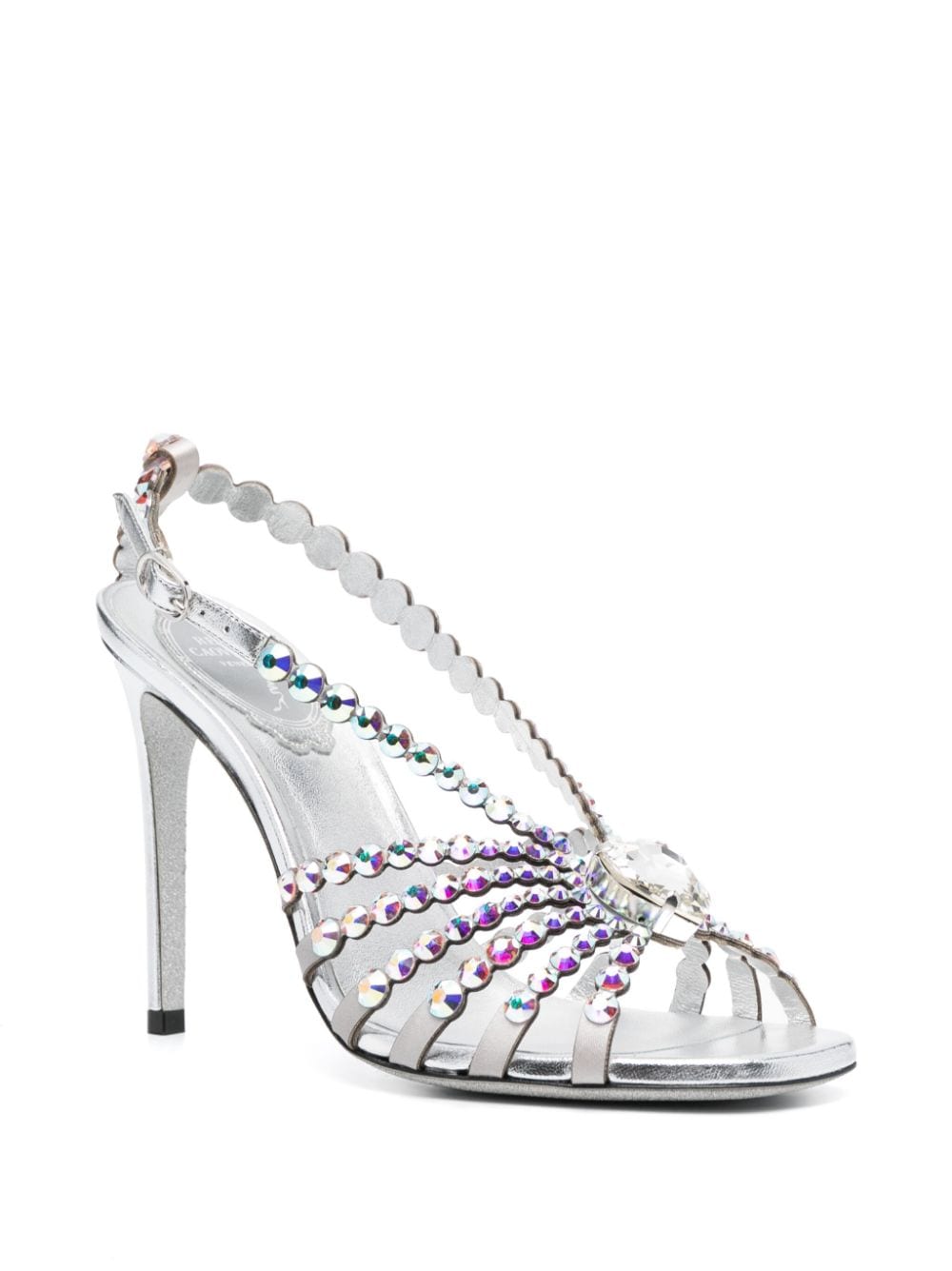 René Caovilla Heart Cinderella 105mm leather sandals - Grijs