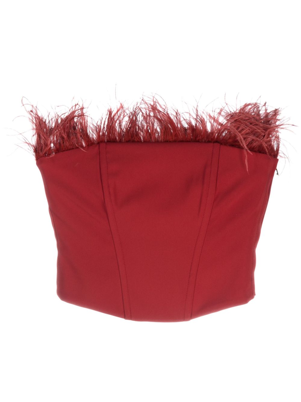 Shop Patrizia Pepe Feather-detailing Strapless Top In Red