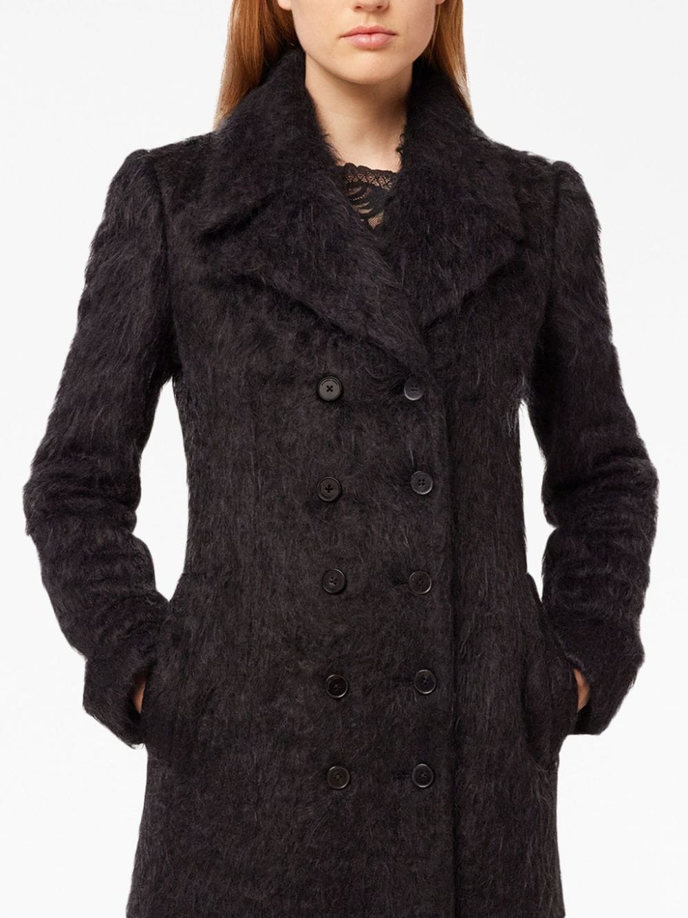 Shop Rabanne Double-breasted Alpaca-wool Coat In Black