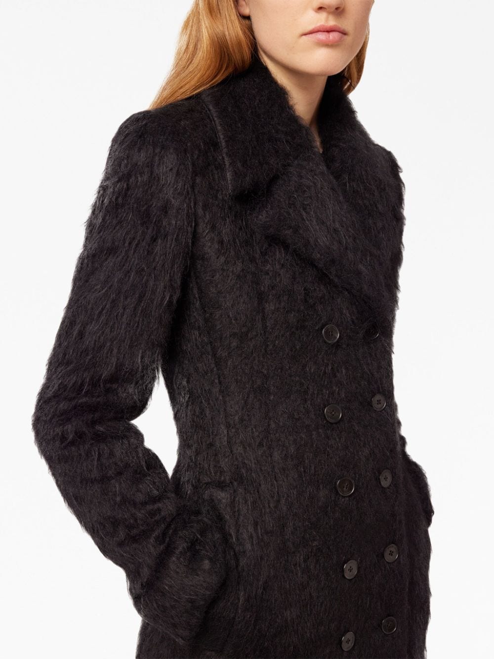 Shop Rabanne Double-breasted Alpaca-wool Coat In Black