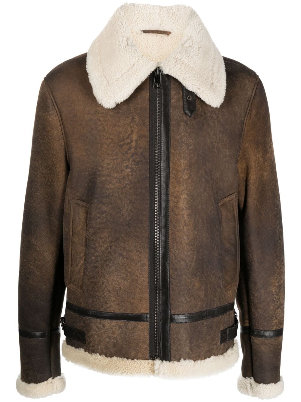 Shop Eraldo Shearling-lining Leather Jacket In Brown