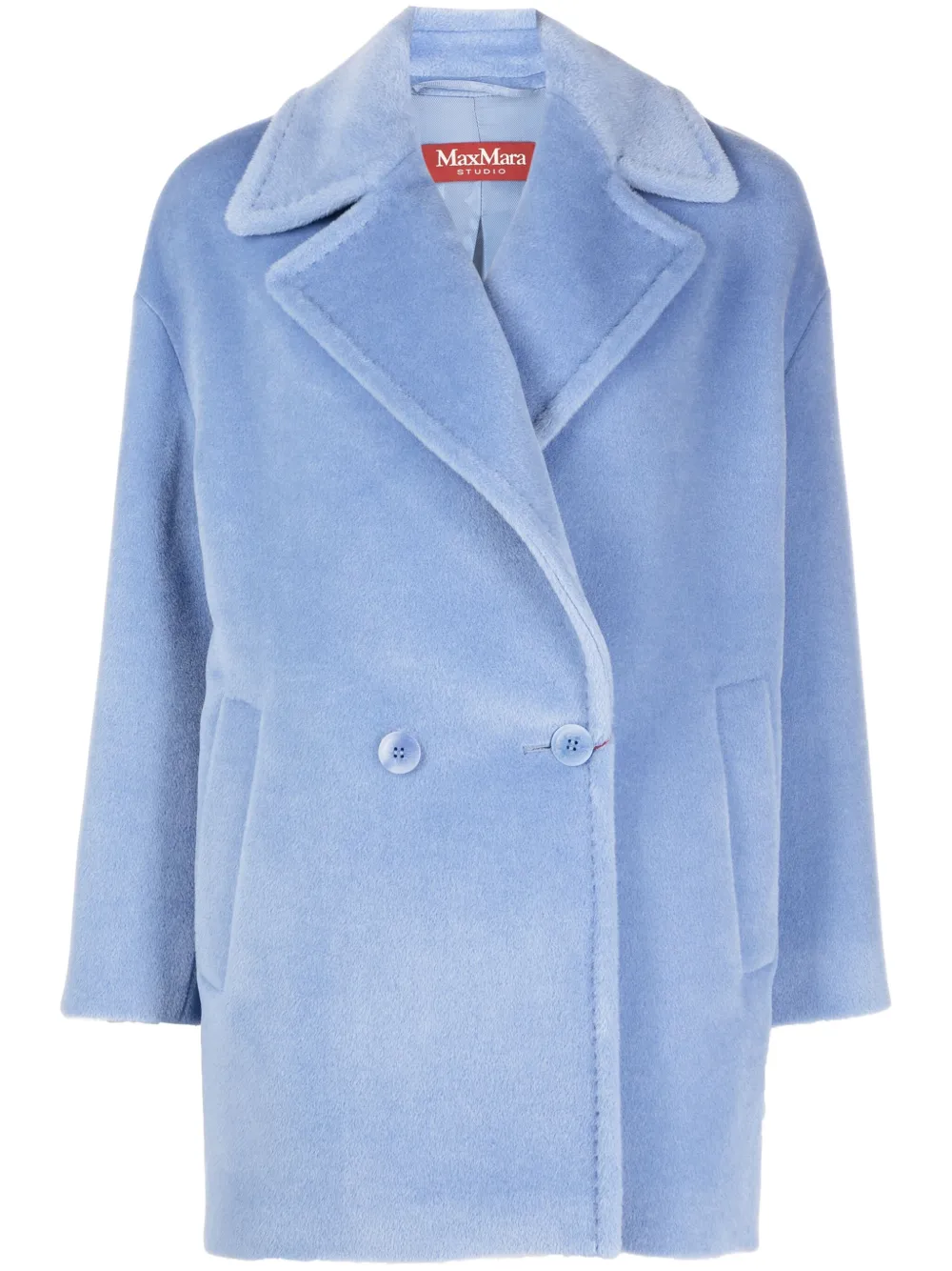 Max Mara Mantel met dubbele rij knopen Blauw