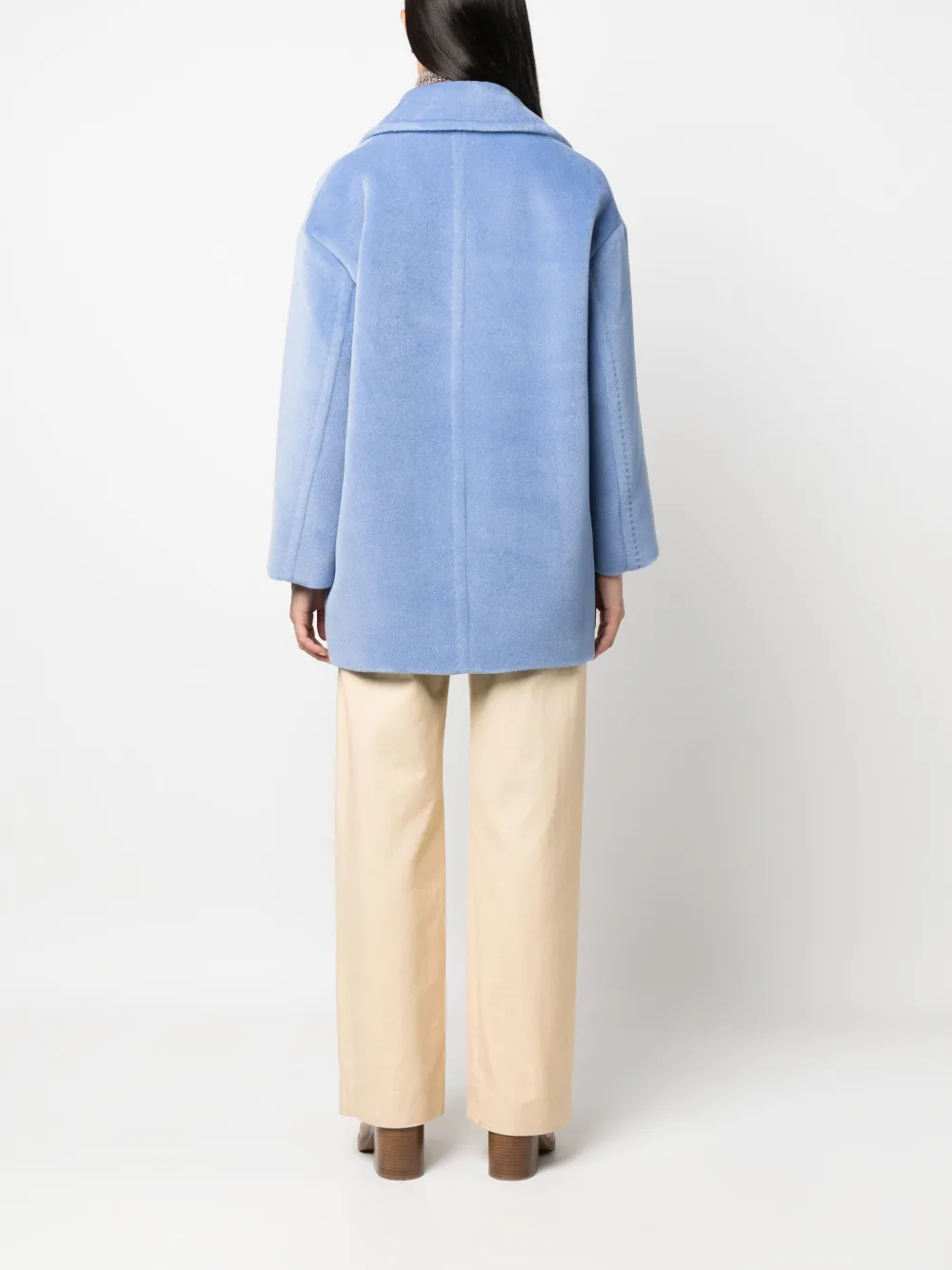 Max Mara Mantel met dubbele rij knopen Blauw