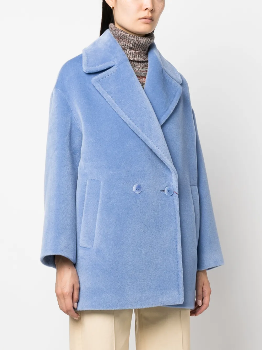 Max Mara Mantel met dubbele rij knopen Blauw