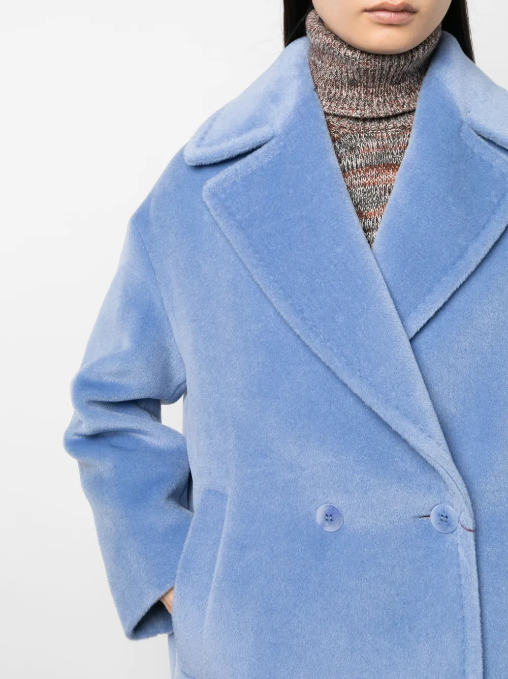 Max Mara Mantel met dubbele rij knopen Blauw