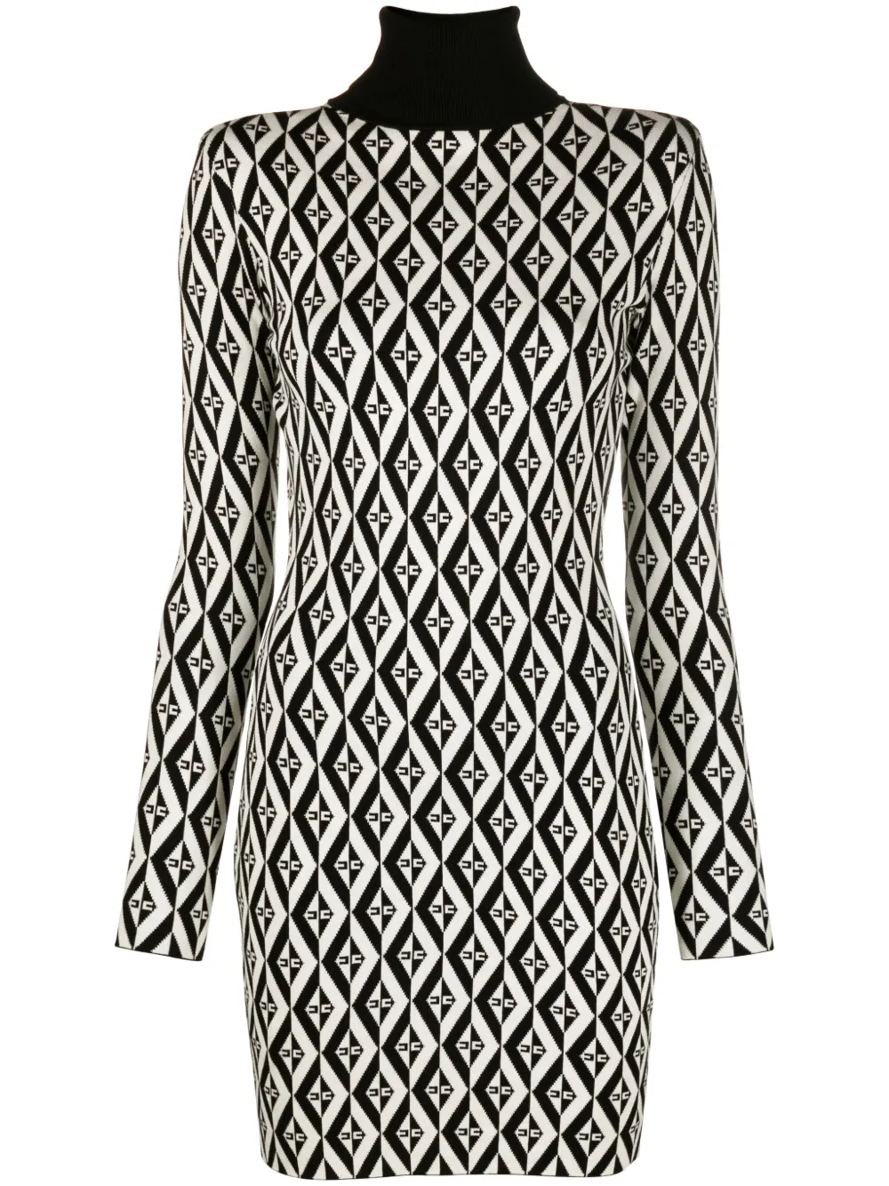 ELISABETTA FRANCHI IKAT-PATTERN KNITTED MINIDRESS