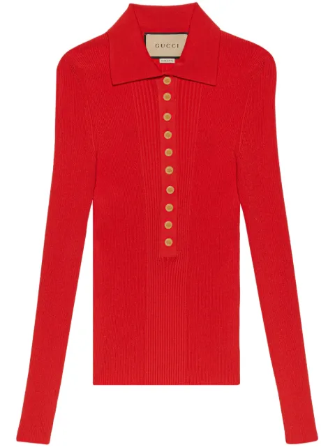 Gucci ribbed-knit polo shirt