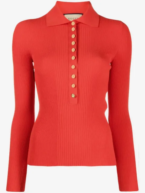 Gucci ribbed-knit polo shirt