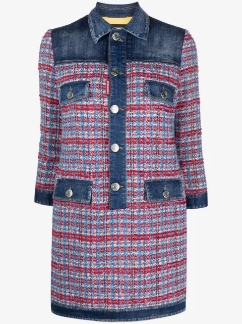 DSQUARED2 panelled tweed denim mini dress