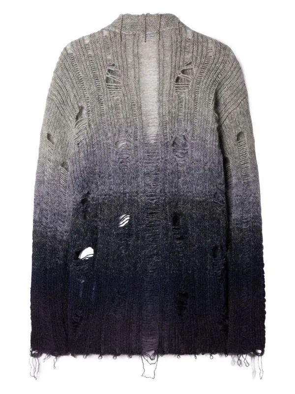 Off-White Cardigan De Lã Mohair Destroyed | Cinza | FARFETCH BR