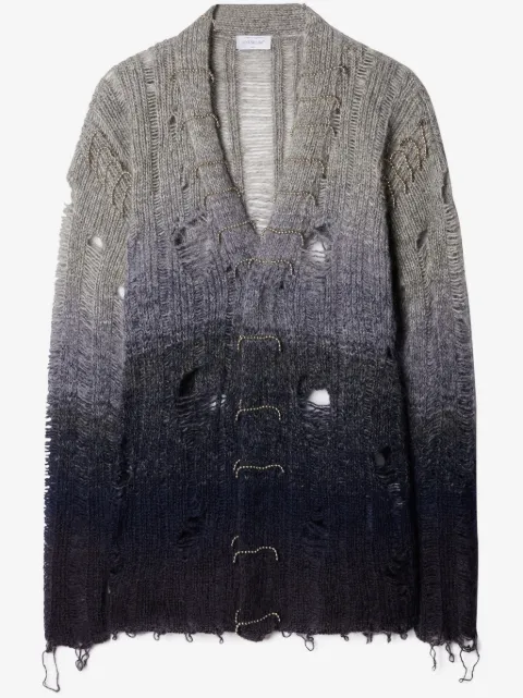 Off-White cárdigan con efecto envejecido