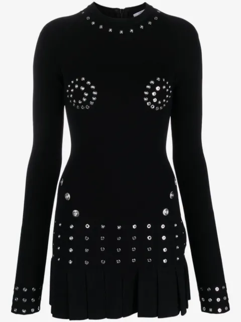 Off-White eyelet-embellished pleated minidress