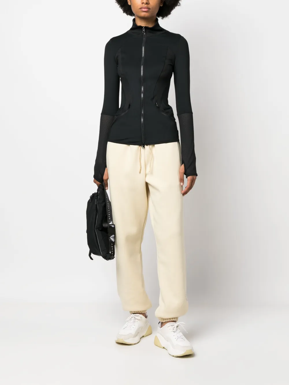 adidas by Stella McCartney logo-print drawstring track pants - Beige