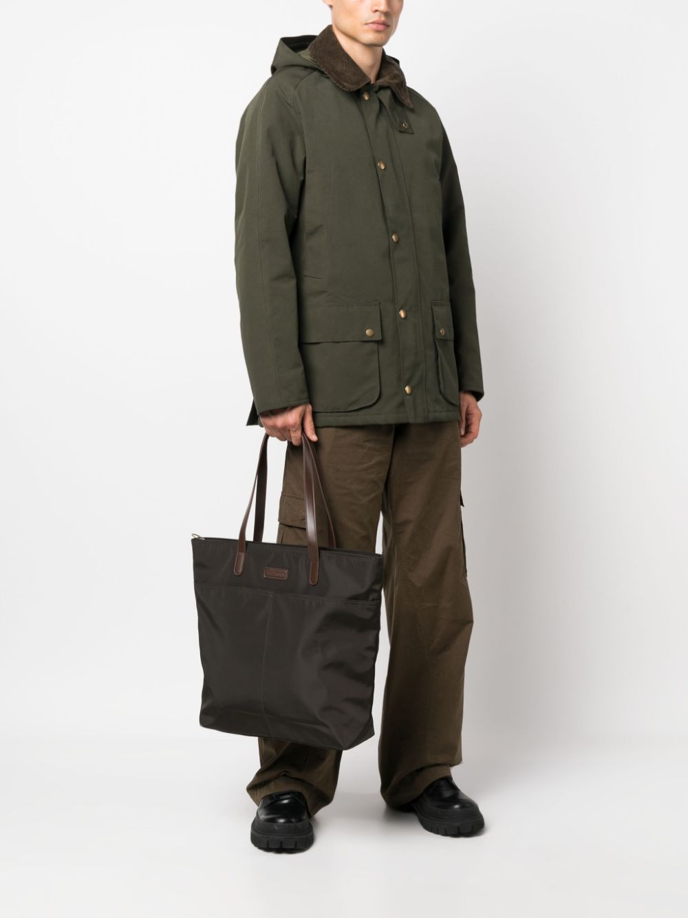 Barbour logo-patch tote bag - Groen