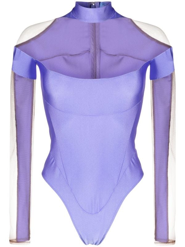 Mugler sheer-panelled long-sleeved Bodysuit - Farfetch