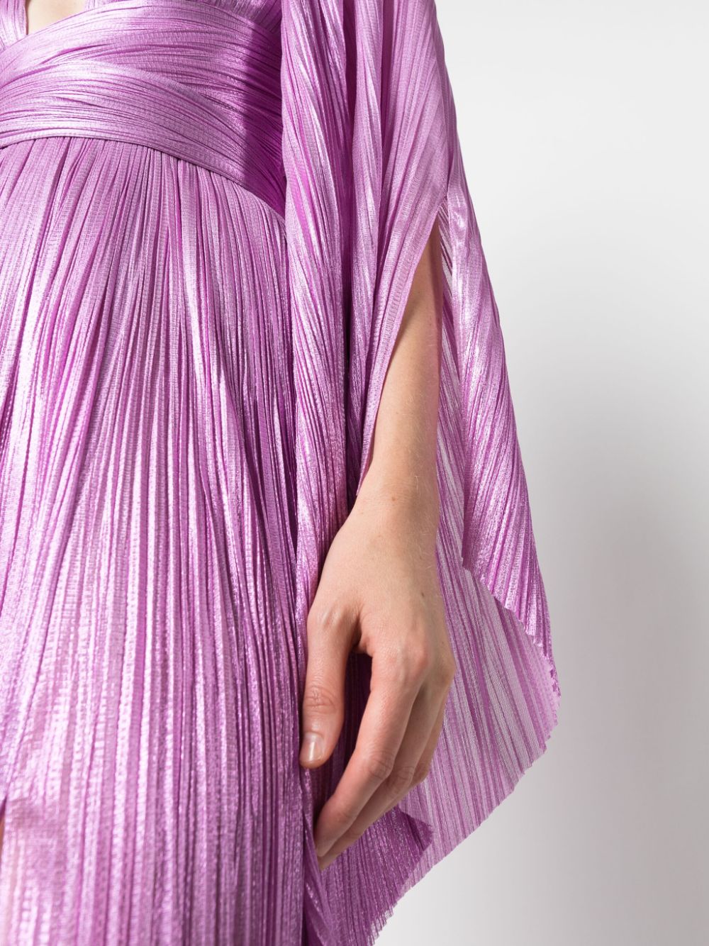 Shop Maria Lucia Hohan Pleated Silk Maxi Dress In Purple