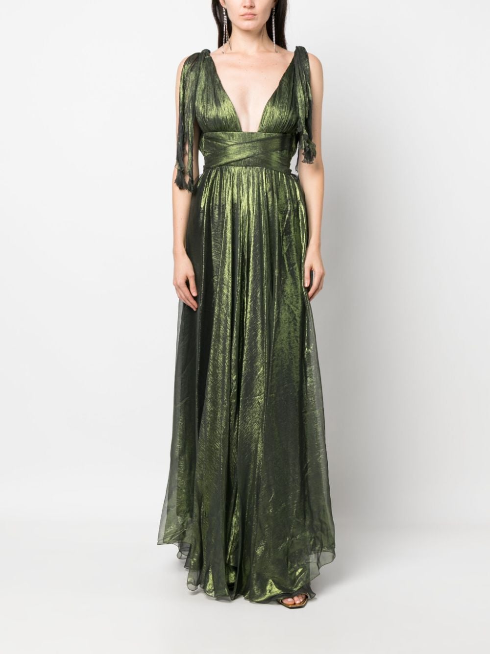 Maria Lucia Hohan sleeveless draped silk maxi dress - Groen