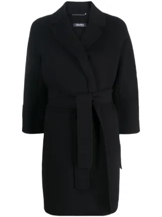 'S Max Mara ベルテッド ロングスリーブ コート S Max Mara ベルテッド コート | ブラック | FARFETCH JP