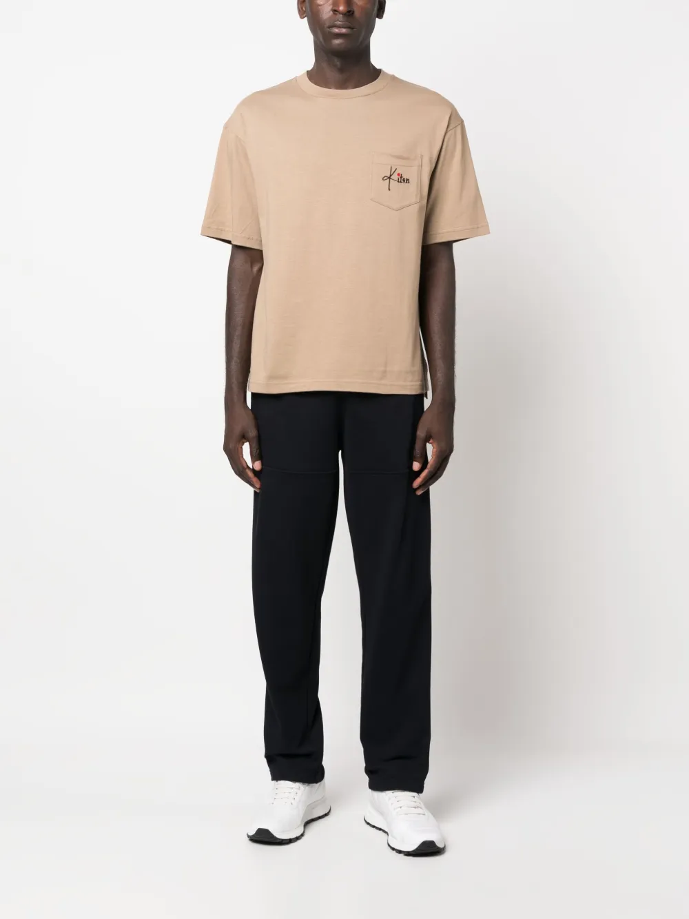 Kiton logo-embroidered cotton T-shirt - Beige