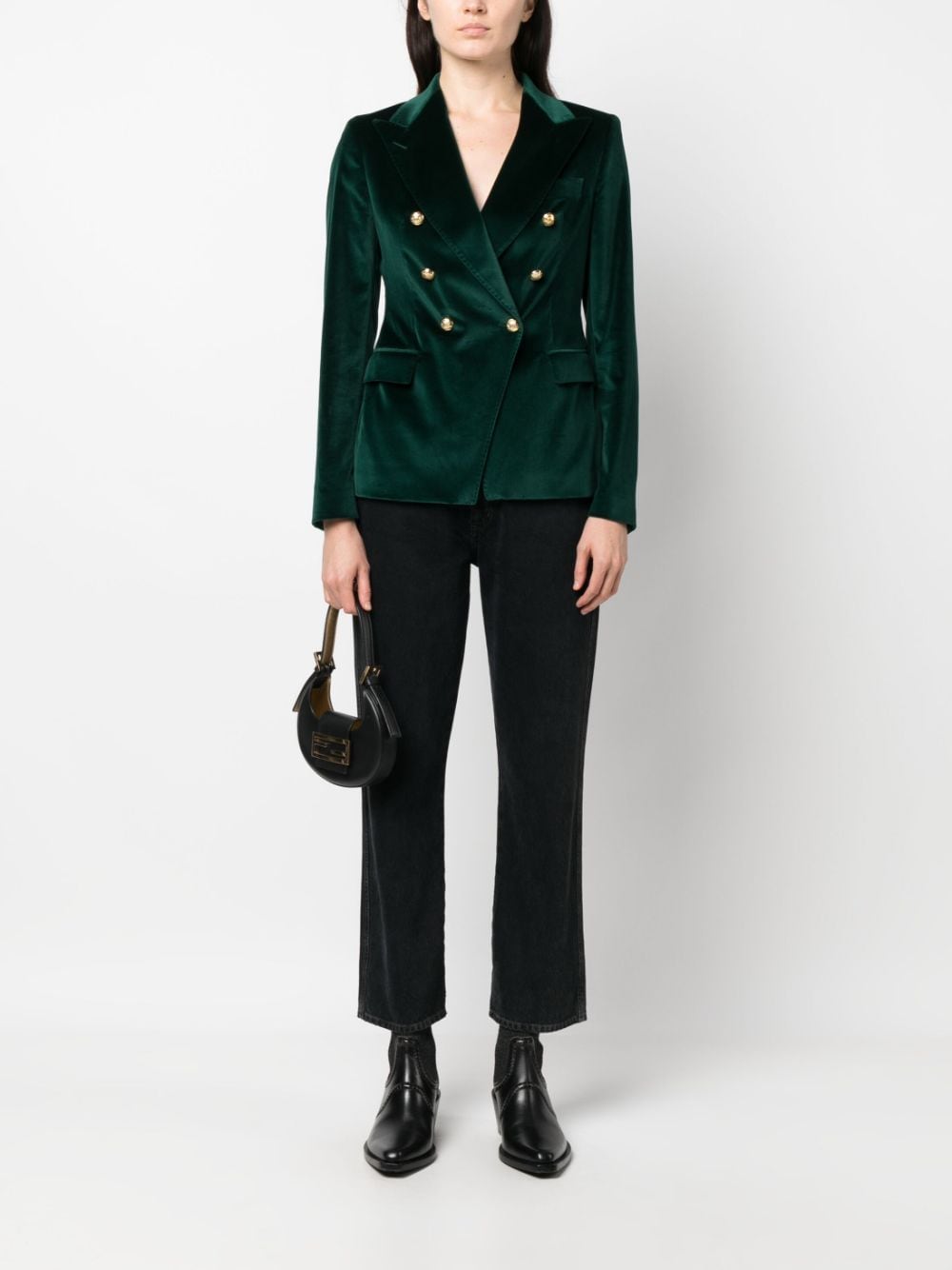 Tagliatore Jalicya velvet double-breasted blazer - Groen