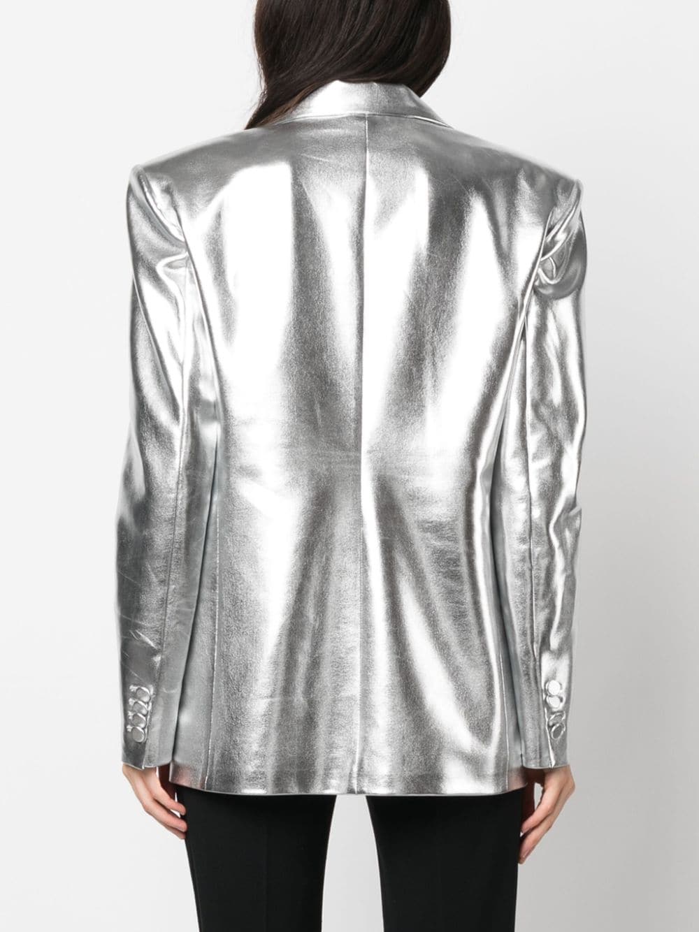 Shop Giuseppe Di Morabito Metallic-effect Double-breasted Blazer In Silver