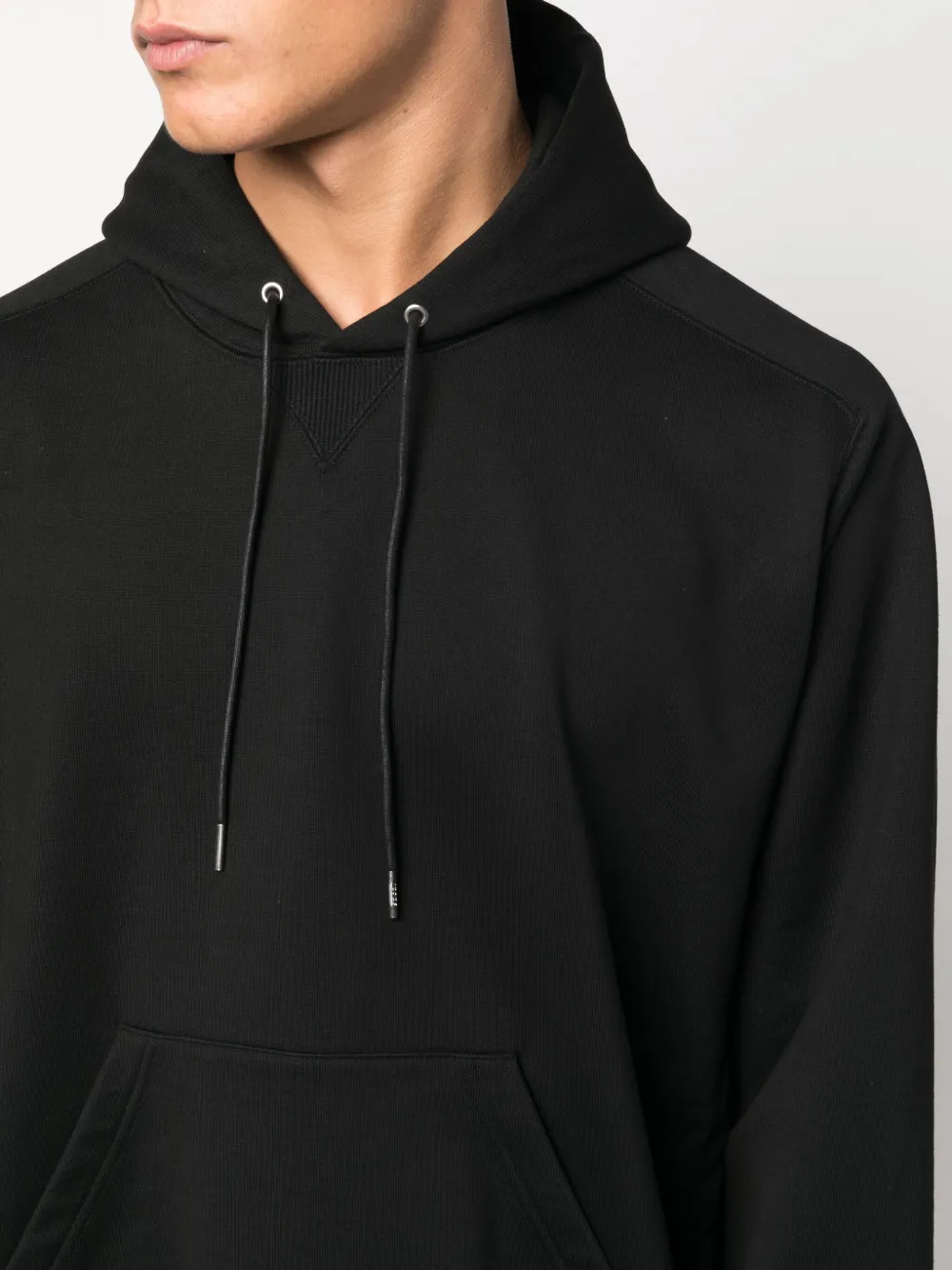 Shop Sacai Cotton Drawstring Hoodie In Black