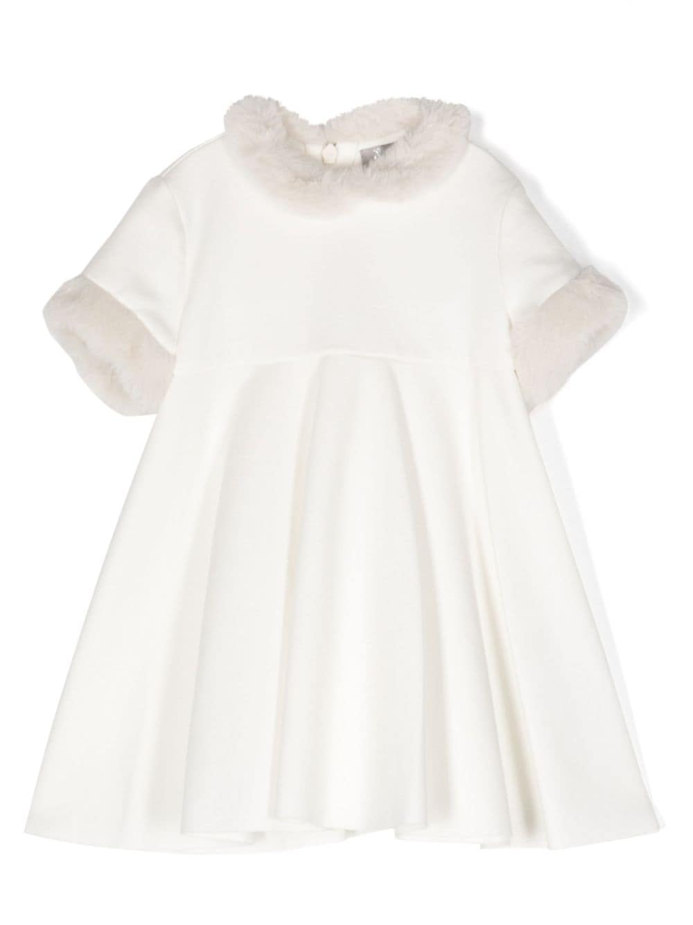 Il Gufo Babies' Faux-fur Pleated Dress In White