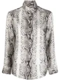 Alberto Biani snakeskin-print high-neck silk shirt - Black