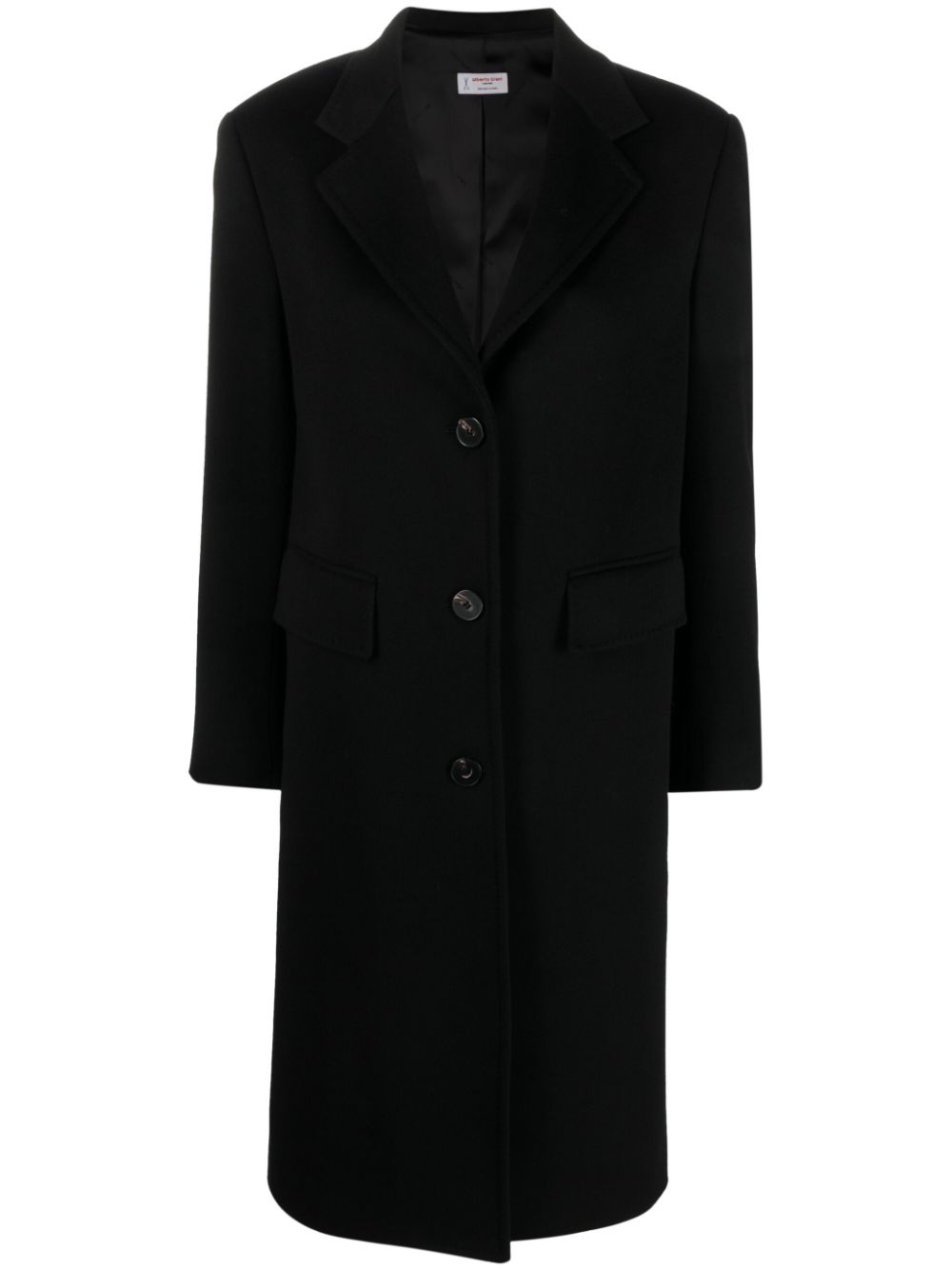 single-breasted wool midi coat