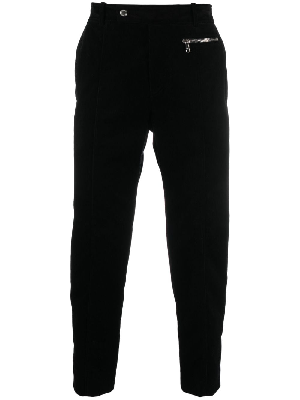 Shop Balmain Zip-pocket Straight Trousers In Schwarz