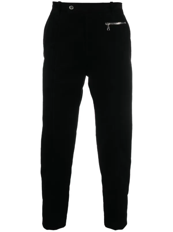 Balmain tapered-leg Suede Cropped Trousers Black FARFETCH ID