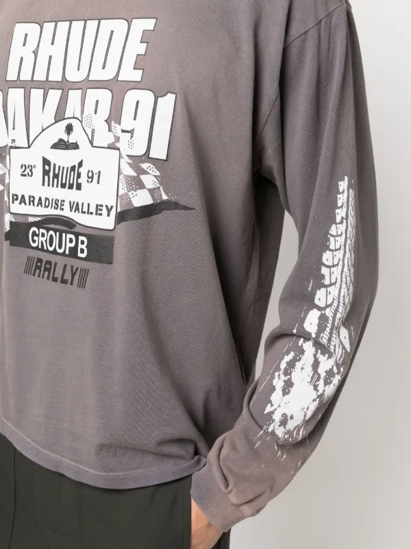 RHUDE Dakar 91 long-sleeve T-shirt | Grey | FARFETCH RHUDE Dakar 91 long-sleeve T-shirt | Grey | FARFETCH