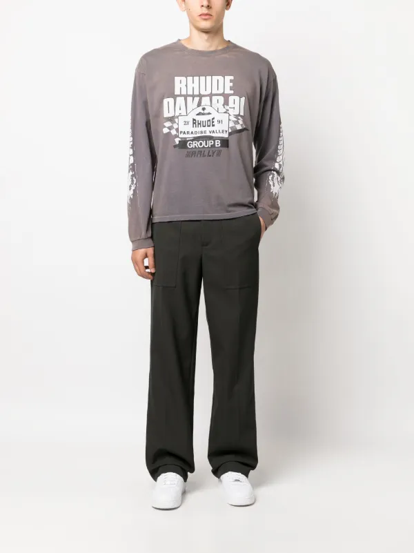 RHUDE Dakar 91 long-sleeve T-shirt | Grey | FARFETCH