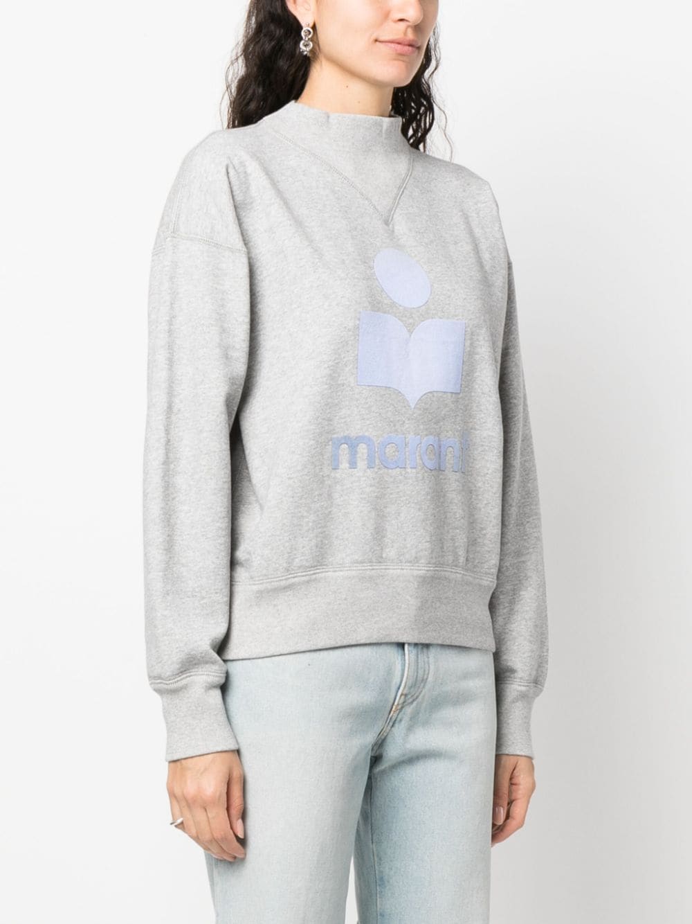 Shop Marant Etoile Mobyli Logo-print Cotton Sweatshirt In Grey