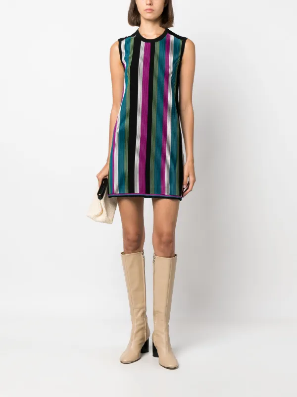 DVF Diane Von Furstenberg Meta Striped Minidress Black FARFETCH PH