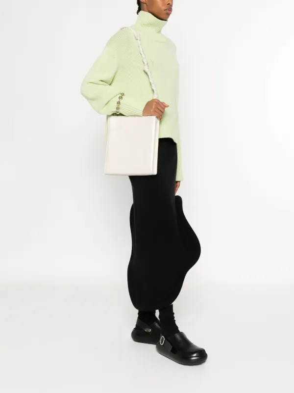 Jil Sander Tangle Leather Shoulder Bag | Neutrals | FARFETCH NZ
