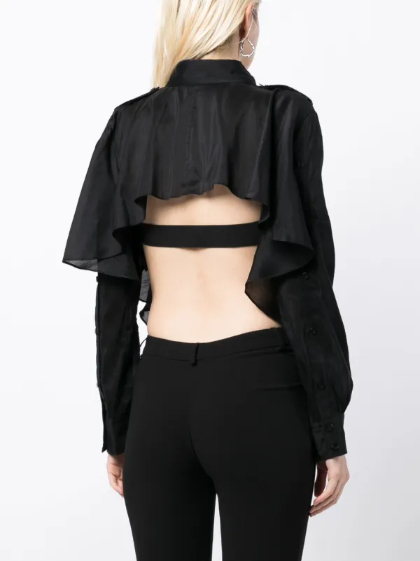 Undercover cut-out Detailing Cotton Blend Shirt | Black | FARFETCH OM