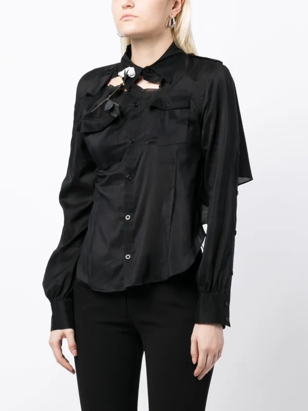 Undercover cut-out Detailing Cotton Blend Shirt | Black | FARFETCH OM