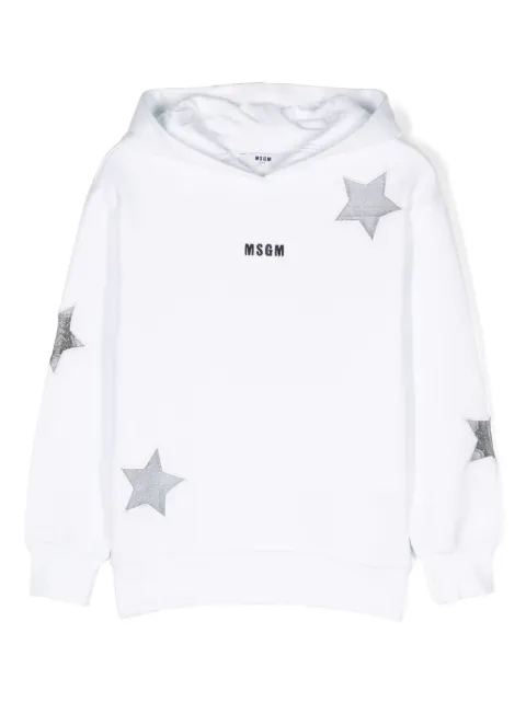 MSGM Kids logo-embroidered cotton hoodie 
