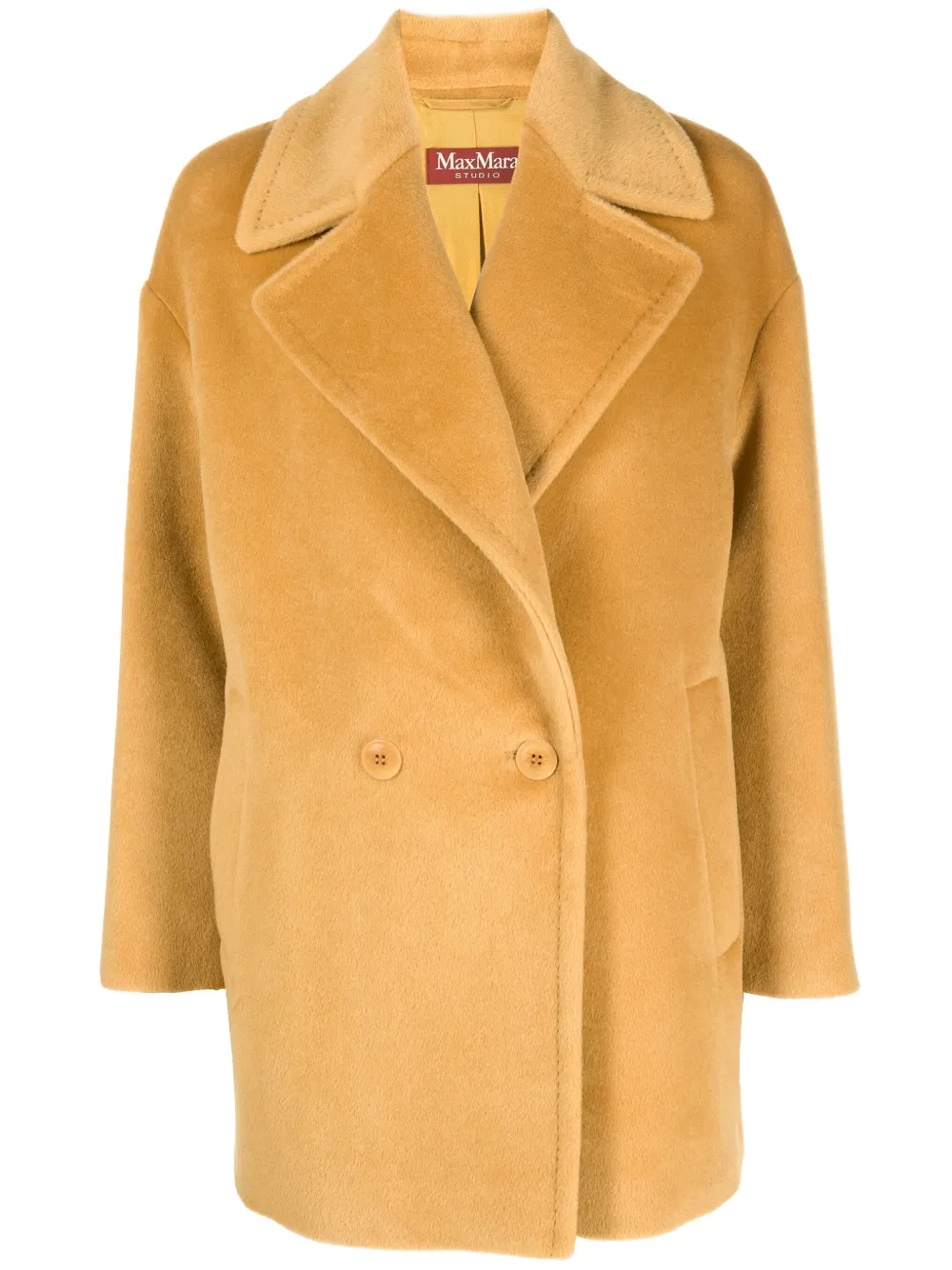 Max Mara Gio double-breasted alpaca wool blend coat - Yellow