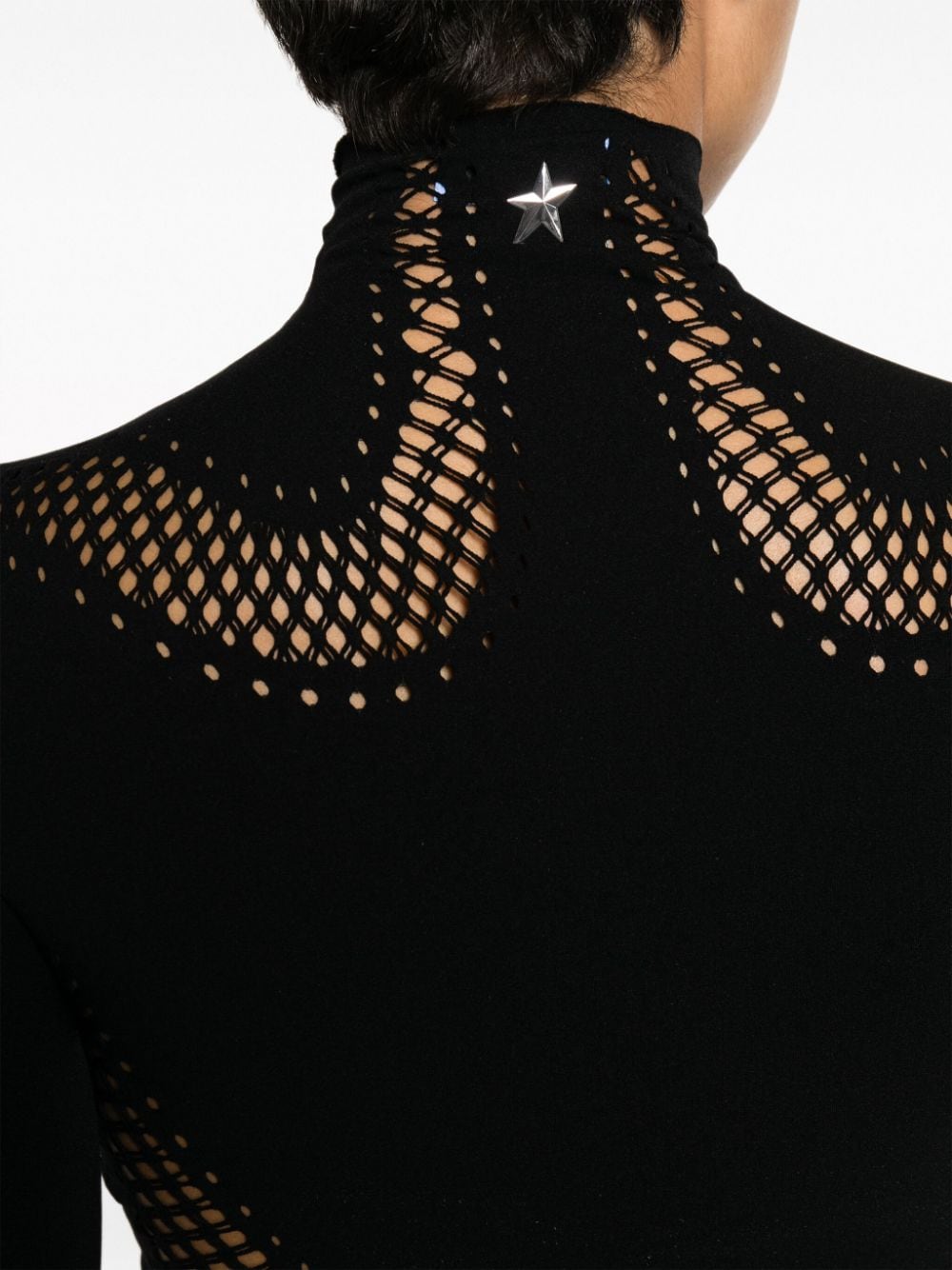 Shop Mugler Seamless Open-knit Top In Black