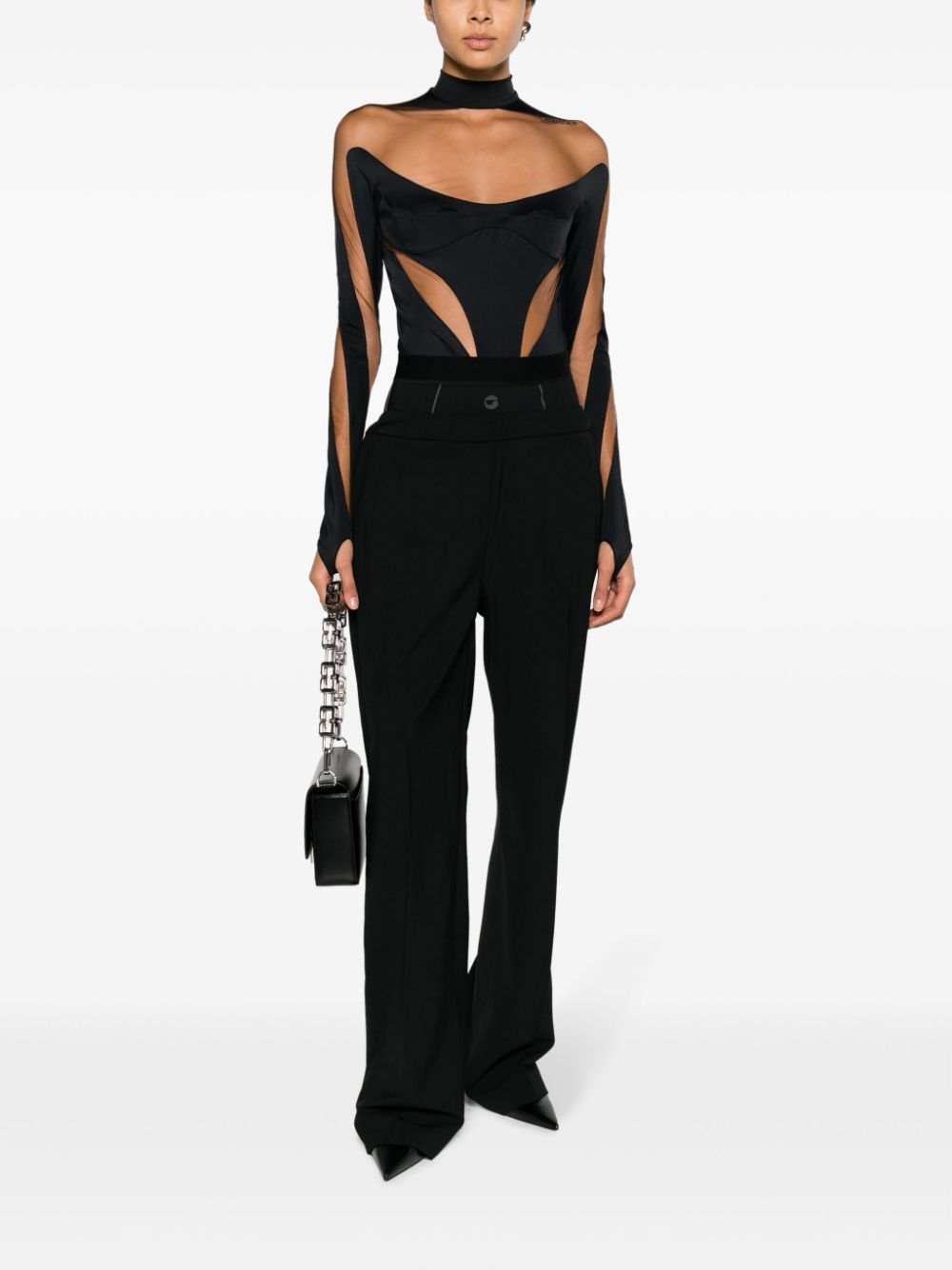 Mugler Illusion panelled bodysuit - Zwart