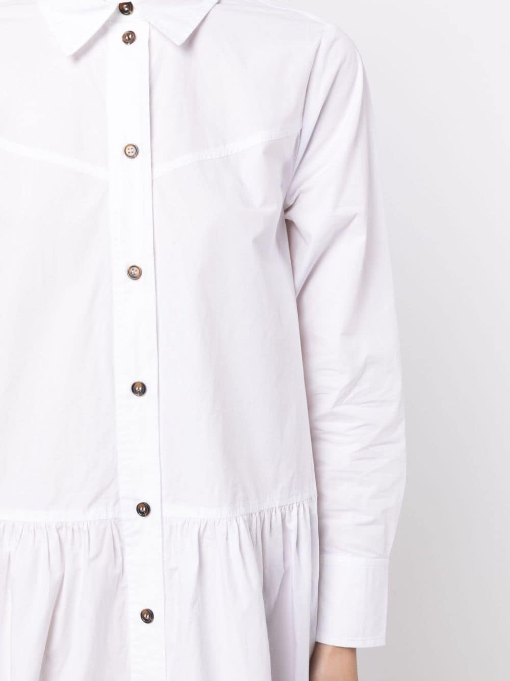 Shop Ganni Straight-point Collar Cotton Dress In White