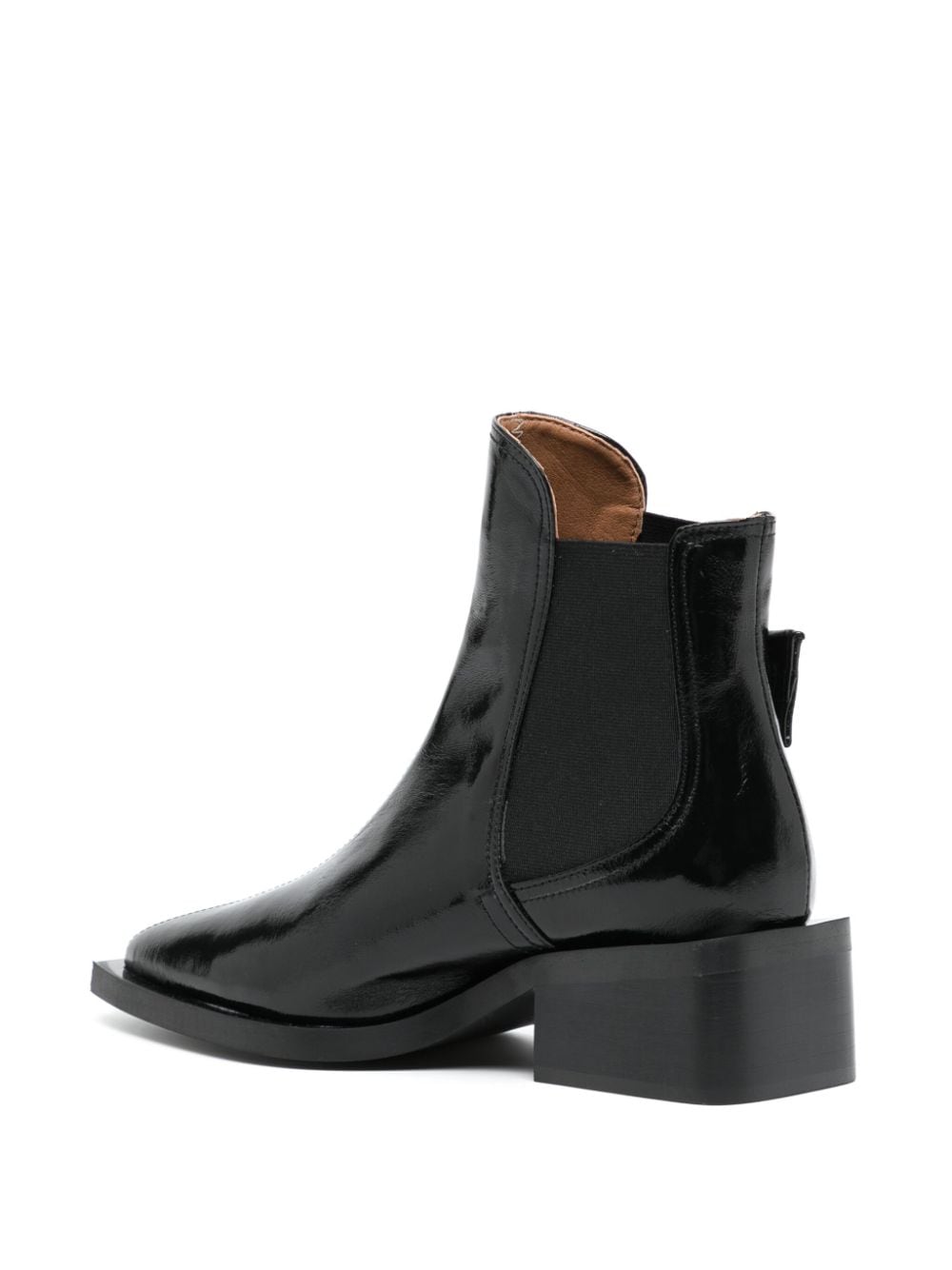 Shop Ganni 45mm Buckle-detail Leather Boots In Black