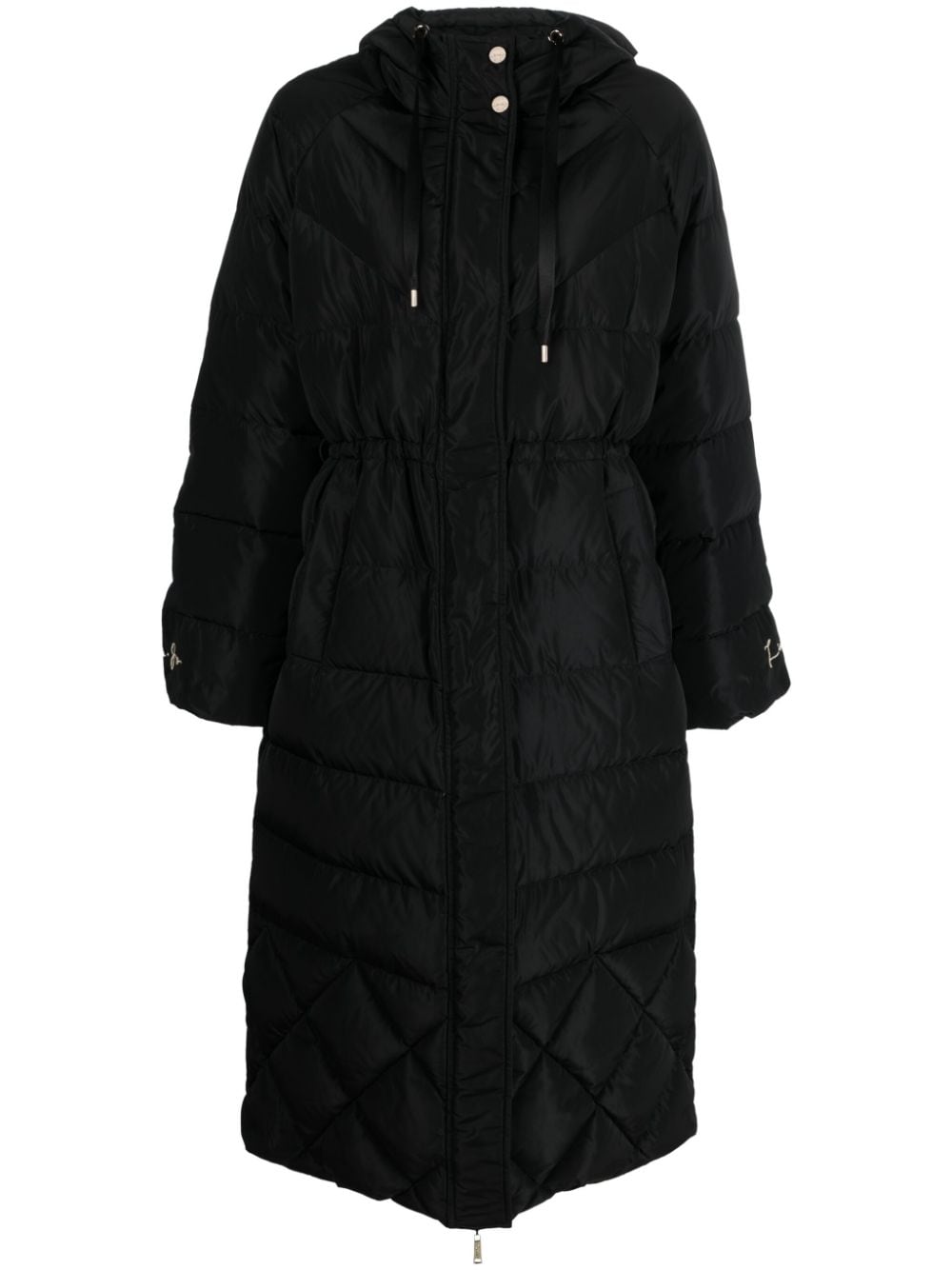 Liu •jo Padded Hooded Long Coat In Black