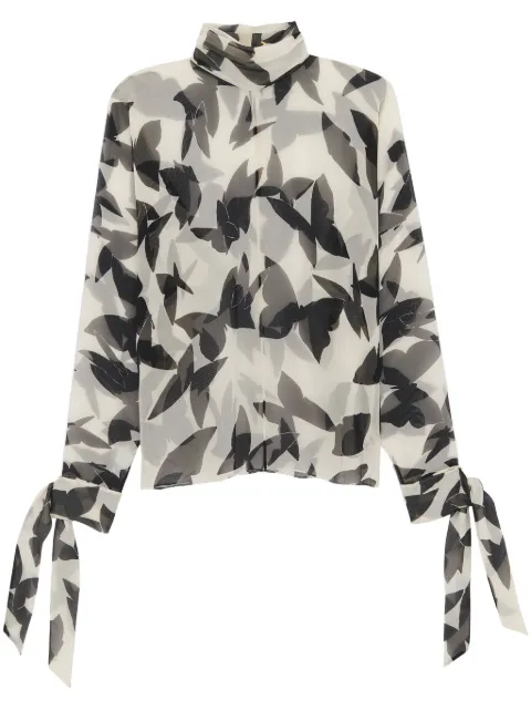 Saint Laurent butterfly-print silk blouse 