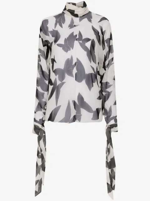 Saint Laurent butterfly-print silk blouse