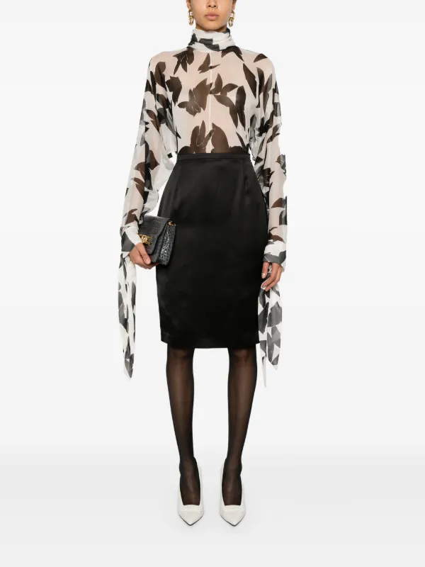 Saint Laurent butterfly-print Silk Blouse | Neutrals | FARFETCH